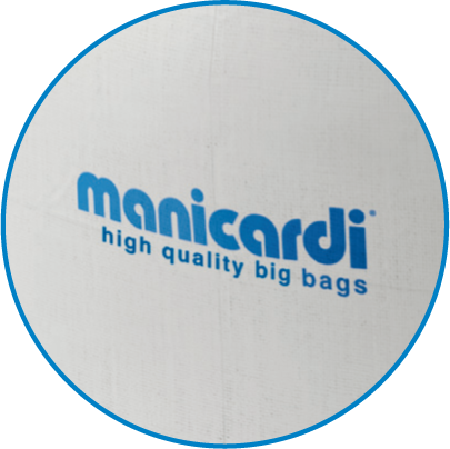 BIG BAGS MANICARDI® يمكن تخصيصها من خلال طباعة الشعار الخاص بالعميل وبأربعة ألوان كحد أقصى وعلى أربعة جوانب.